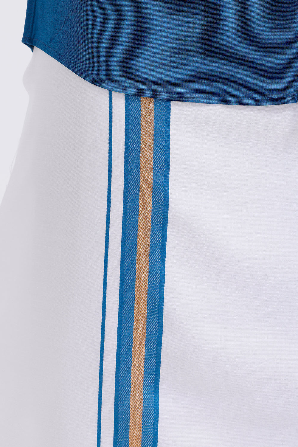 Uathayam Pixel navy blue shirt and single layered fancy border dhoti set