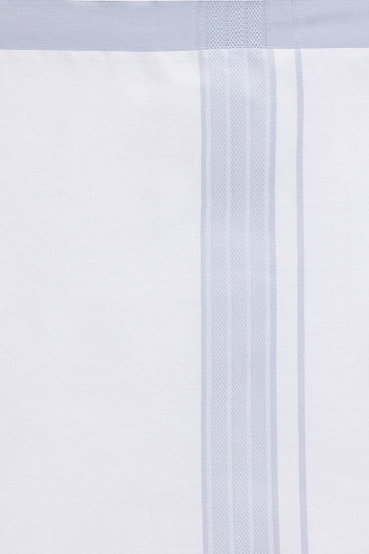 Men wearing silver gray Pixel shirt with double design white dhoti