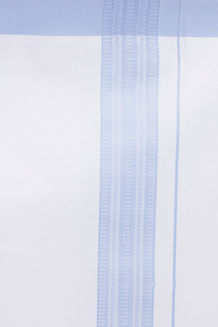 Men wearing pastel blue Pixel shirt with double design white dhoti