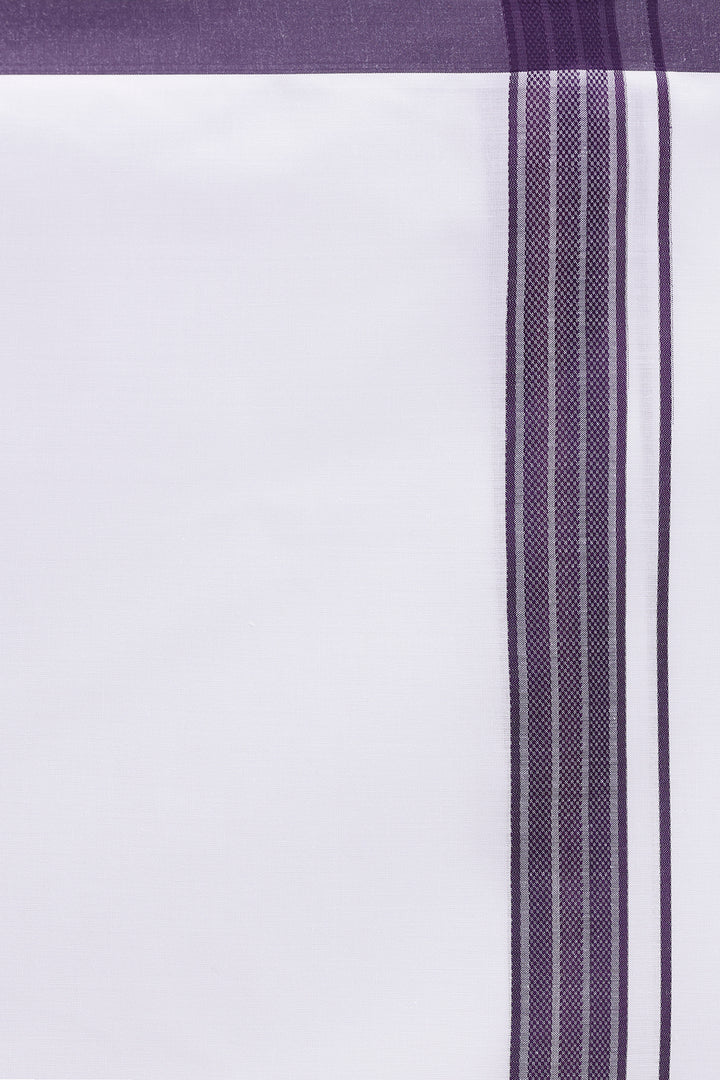 Men wearing dark violet Pixel shirt with double design white dhoti