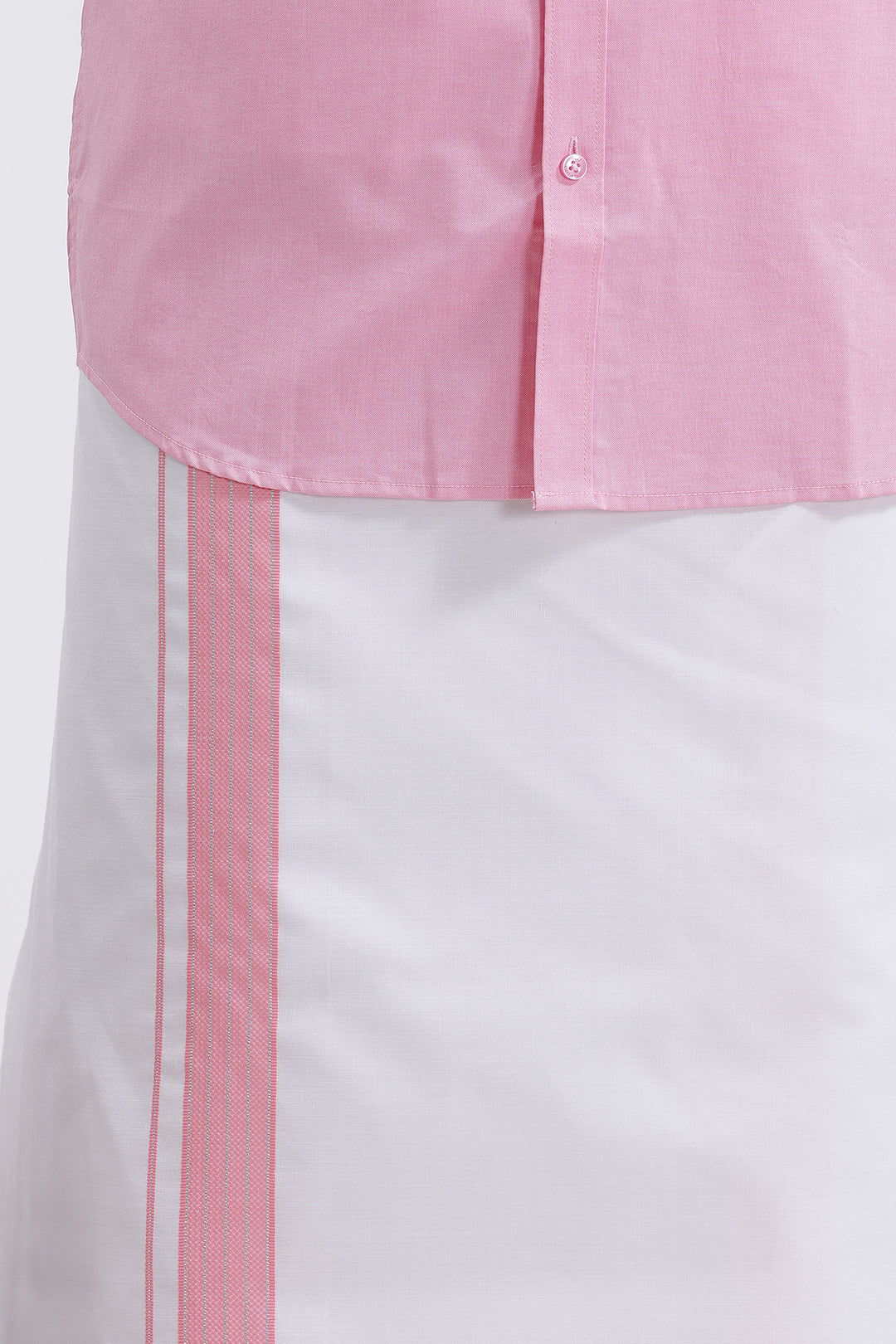 Uathayam Pixel pink shirt and single layered fancy border dhoti set