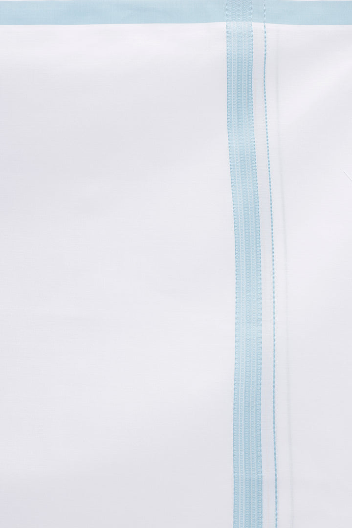 Men wearing ramar blue Pixel shirt with double design white dhoti