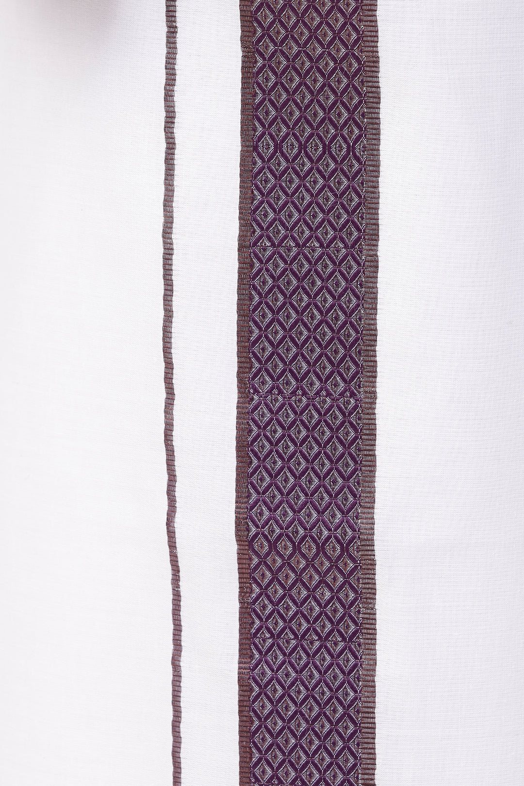 Pixel Grand - Dark Violet Matching Shirt And Single Layered Jacquard Fancy Border Dhoti Set For Men | Uathayam