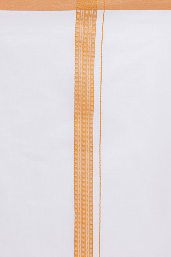 Men wearing mustard gold Pixel shirt with double design white dhoti