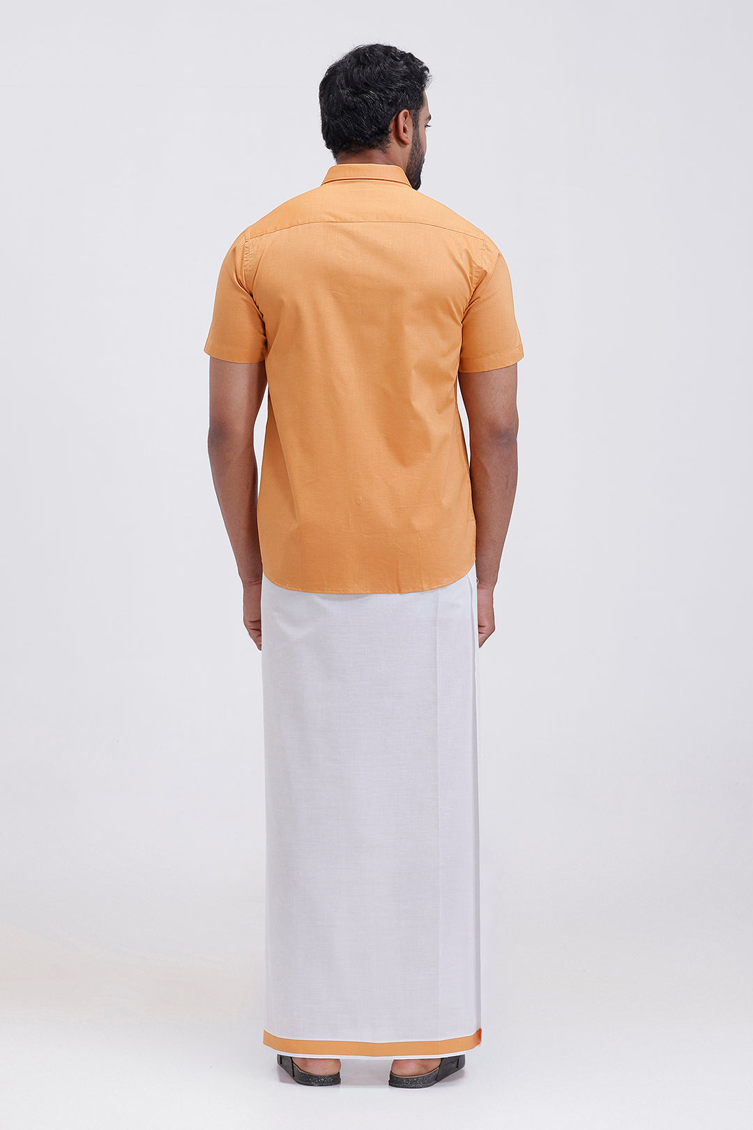Festive wear men mustard gold shirt with double design fancy dhoti