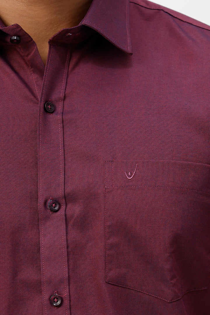 Pixel Grand -Plum Red Matching Shirt And Single Layered Fancy Border Dhoti Set For Men | Uathayam