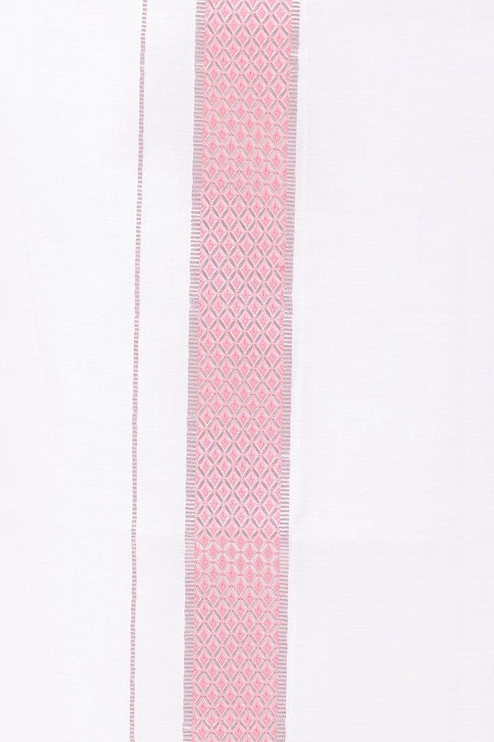 Pixel Grand - Pink Matching Shirt And Single Layered Jacquard Fancy Border Dhoti Set For Men | Uathayam