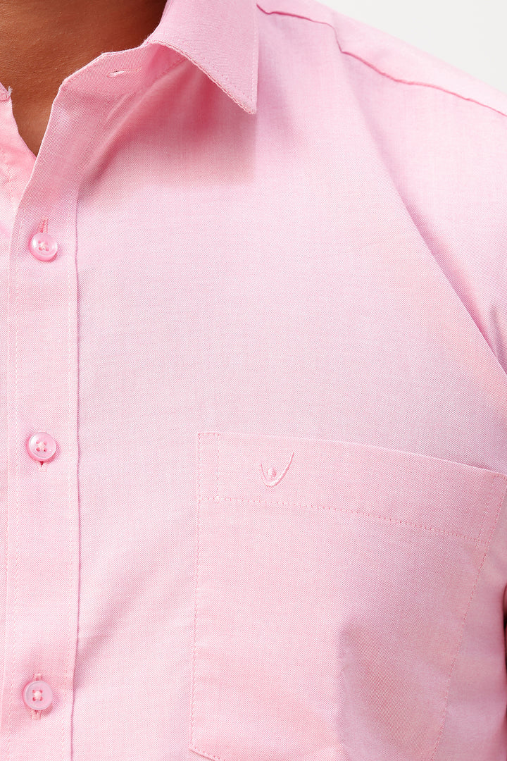 Pixel Grand - Pink Matching Shirt And Single Layered Jacquard Fancy Border Dhoti Set For Men | Uathayam