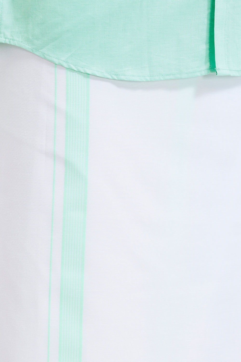 Uathayam Pixel bright green shirt and single layered fancy border dhoti set