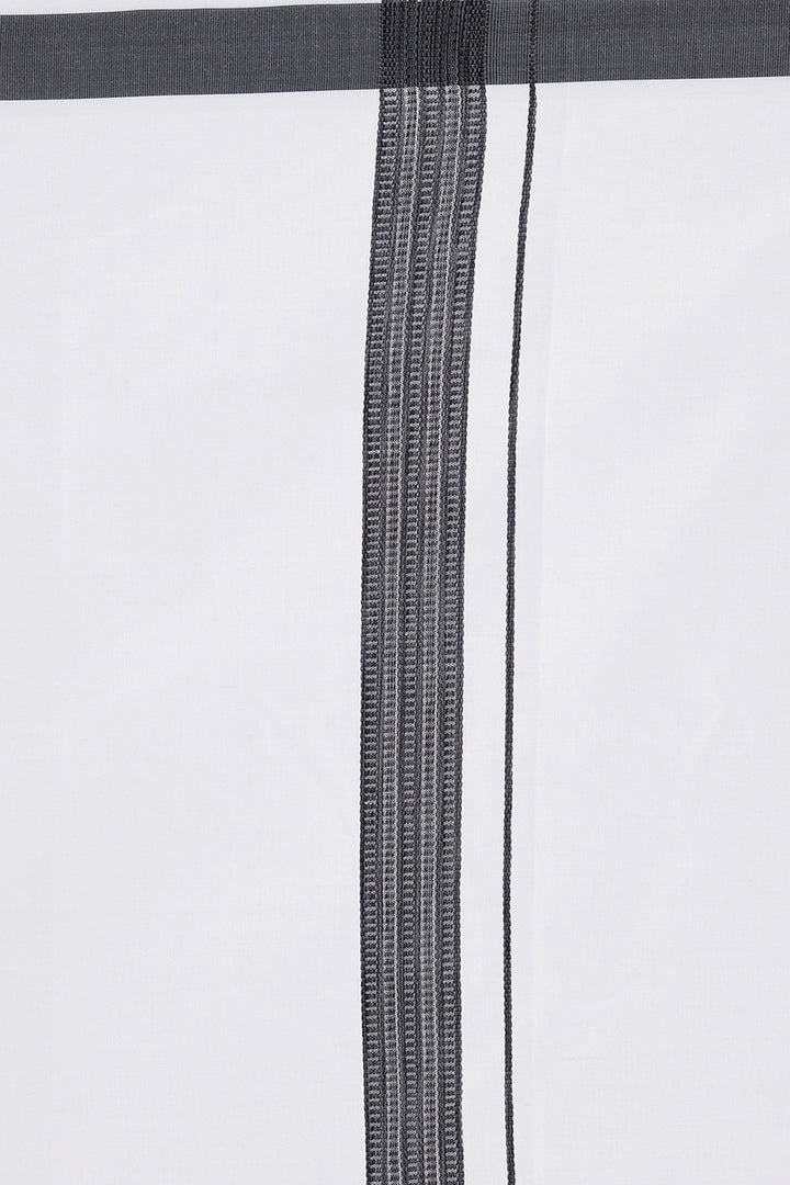 Pixel - Ash Gray Matching Shirt and Double Design Single Layered Fancy Border Dhoti Set For Men | Uathayam