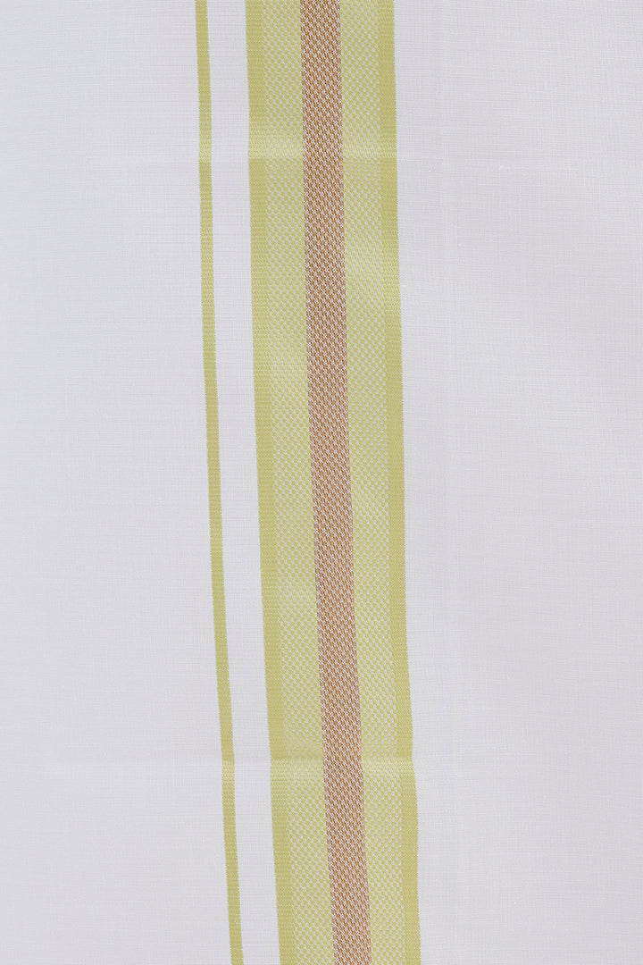 Pixel - Leaf Green Matching Shirt and Double Design Single Layered Fancy Border Dhoti Set For Men | Uathayam