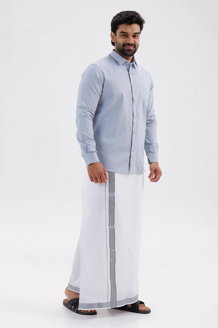 Pixel Grand Silver Gray Ethnic Wear Shirt and Dhoti Set