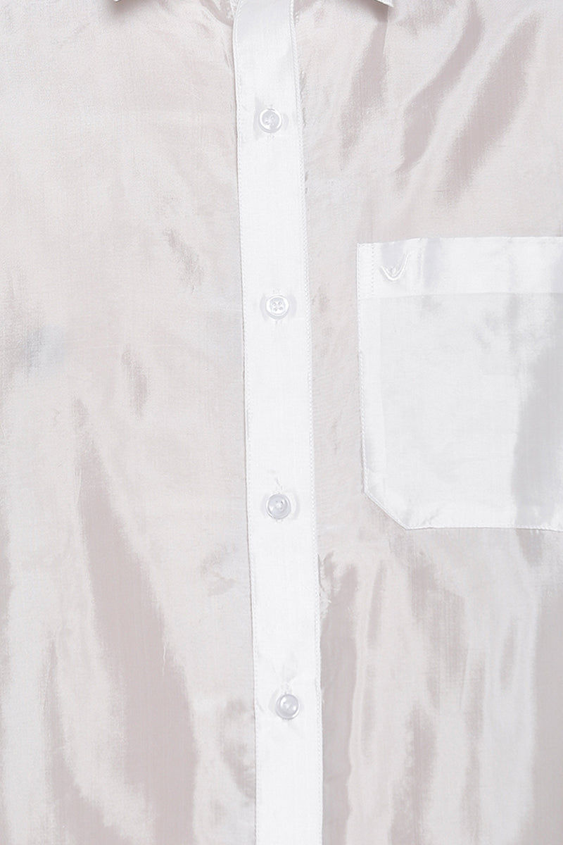 Pavithram - White Silk Shirt For Men | Uathayam
