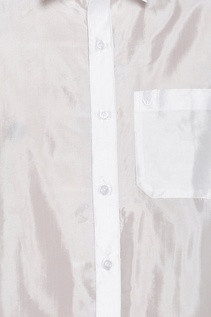 Pavithram - White Silk Shirt For Men | Uathayam