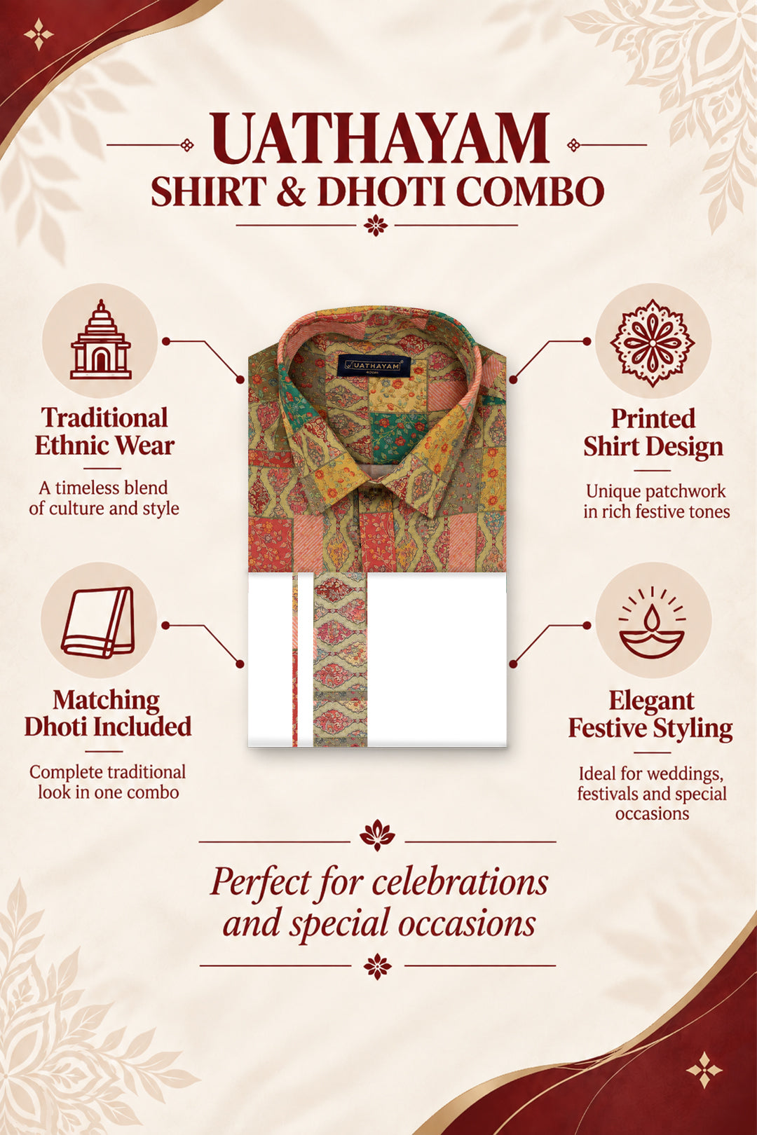Olive Green Printed Shirt Dhoti