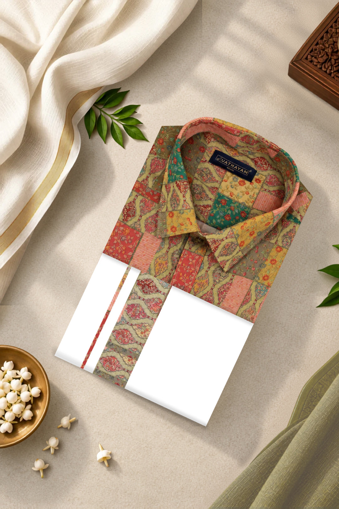 Olive Green Traditional Shirt Set