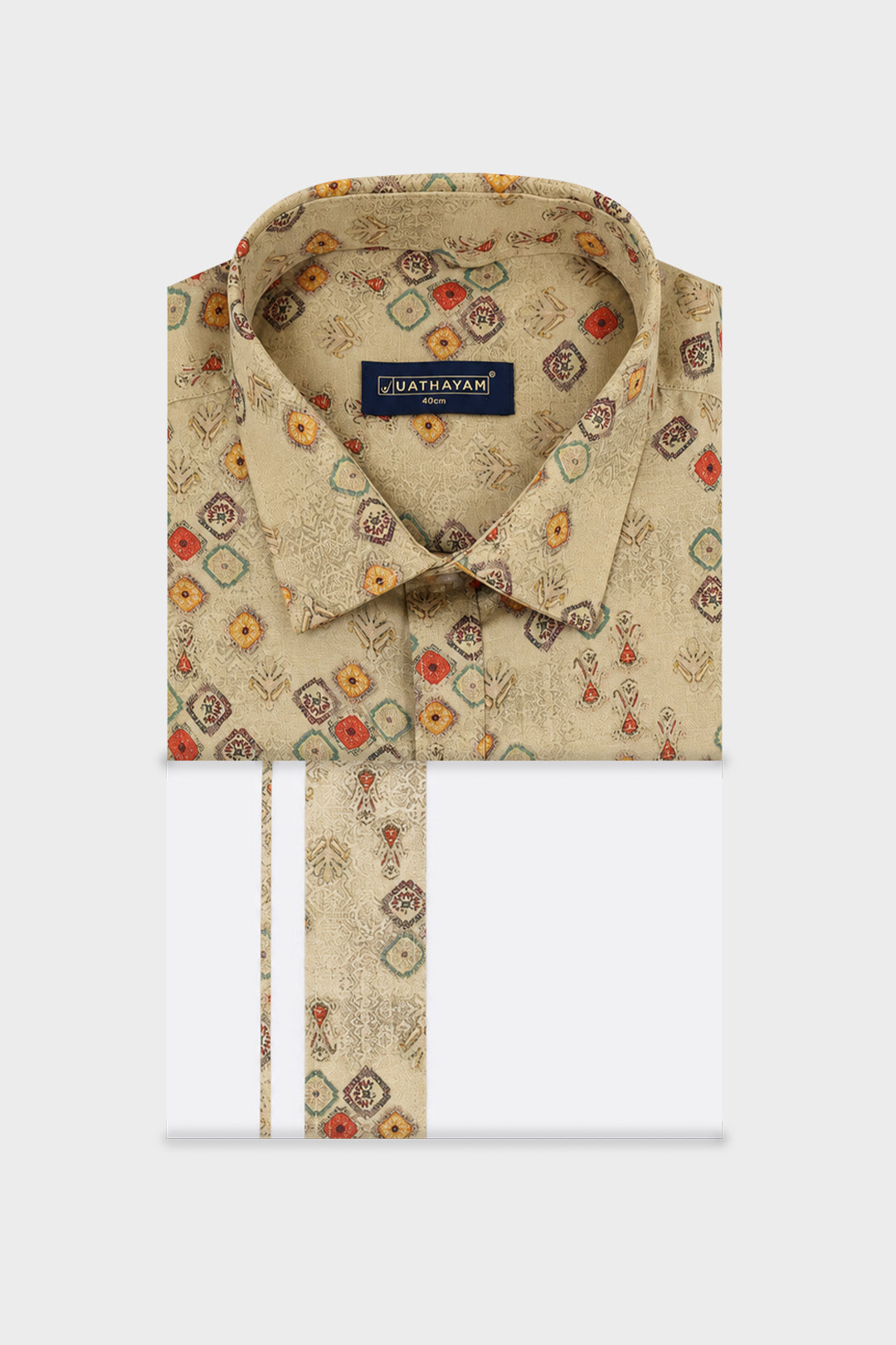 Penang Beige Shirt Dhoti Set