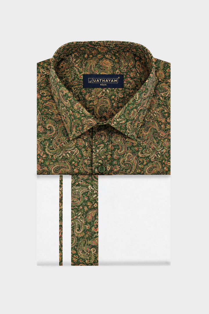 Penang Forest Green Shirt Dhoti Set
