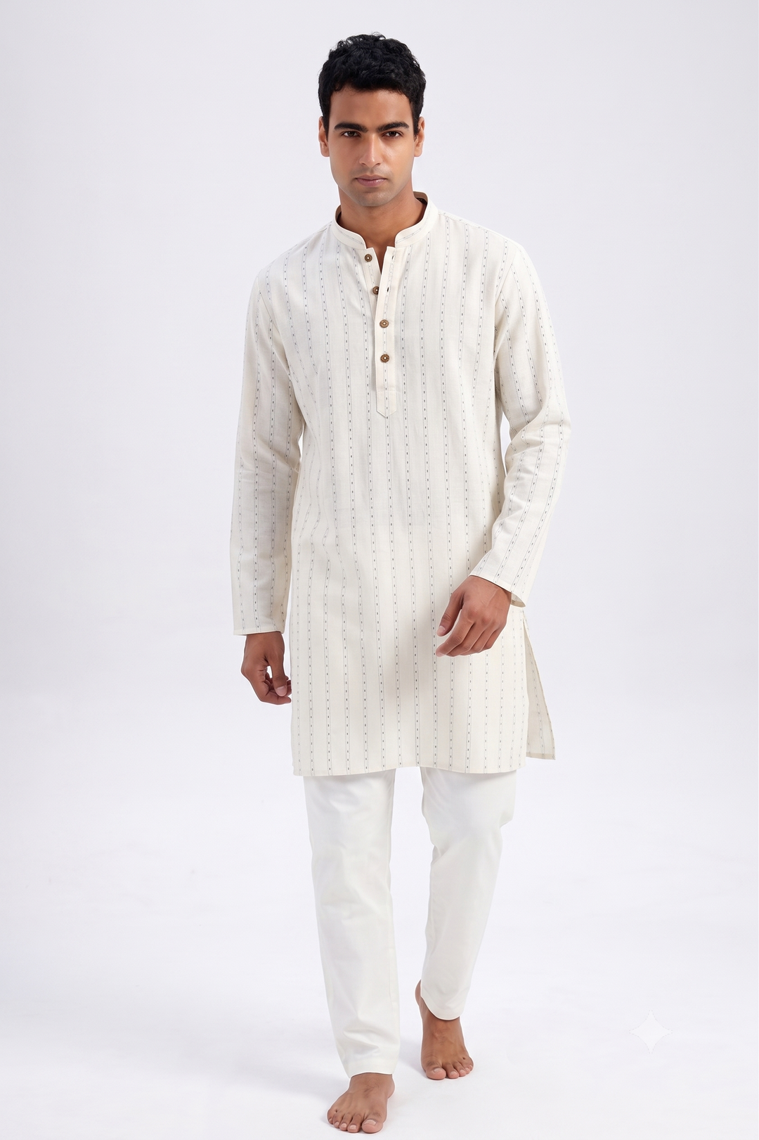 Uathayam Exotic Printed Milk Cream Traditional Long Kurta for Men