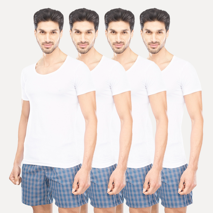 Kings RNS - 100% Cotton White Vest For Mens Combo (Pack of 4) | Uathayam