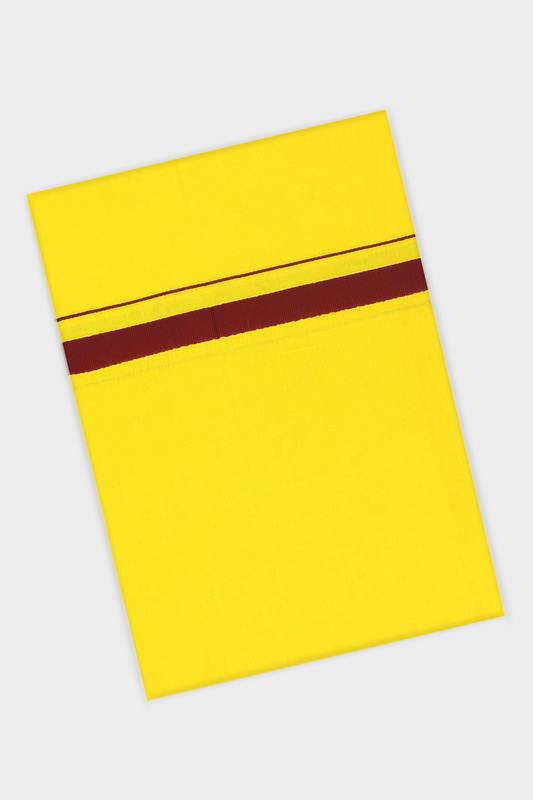 Rudhran BB -  Yellow Pure Cotton Single Dhoti For Men | Uathayam