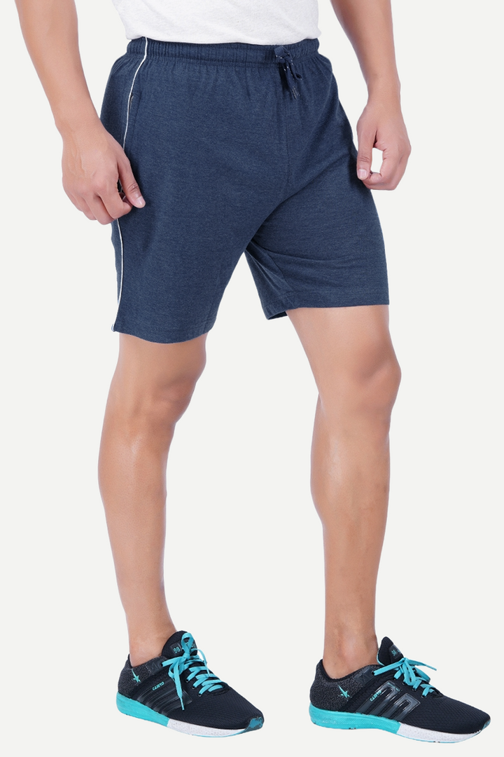 Shorts - Blue Knitted Shorts For Mens | Ariser