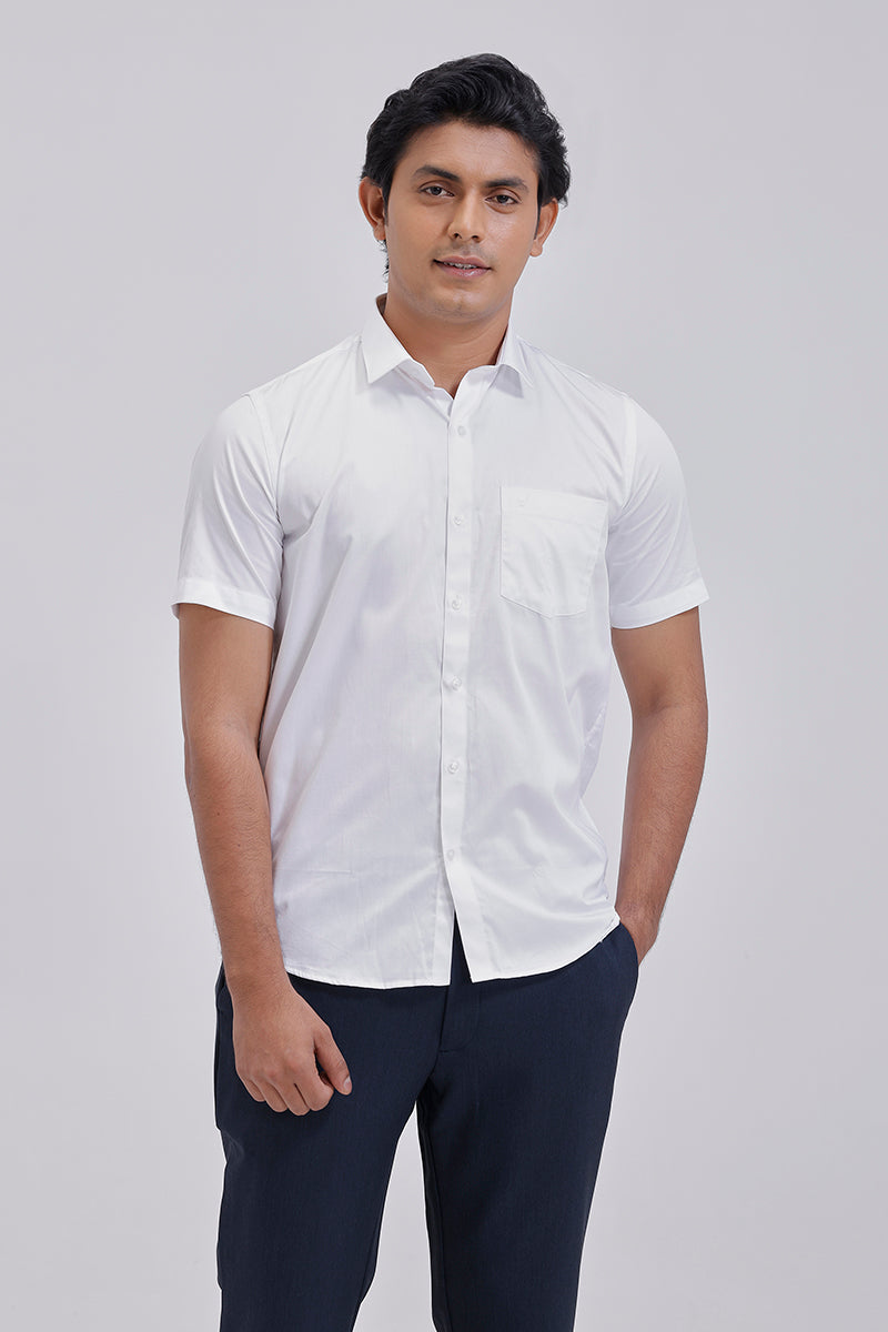 Smart satin cotton formal white shirt for men