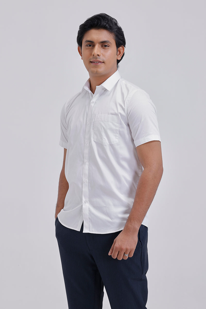 White formal shirt with satin finish for men