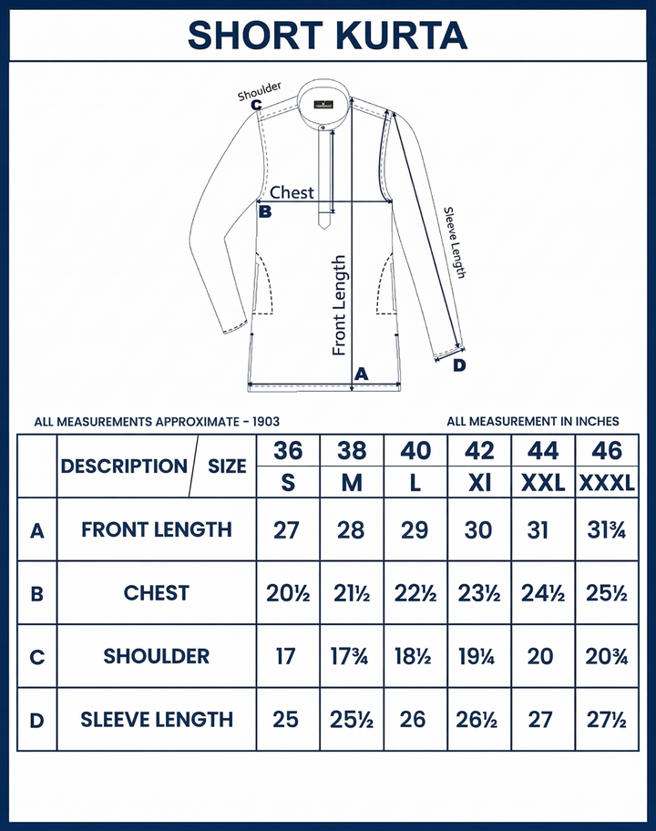 Light Gray cotton rich short kurta for men