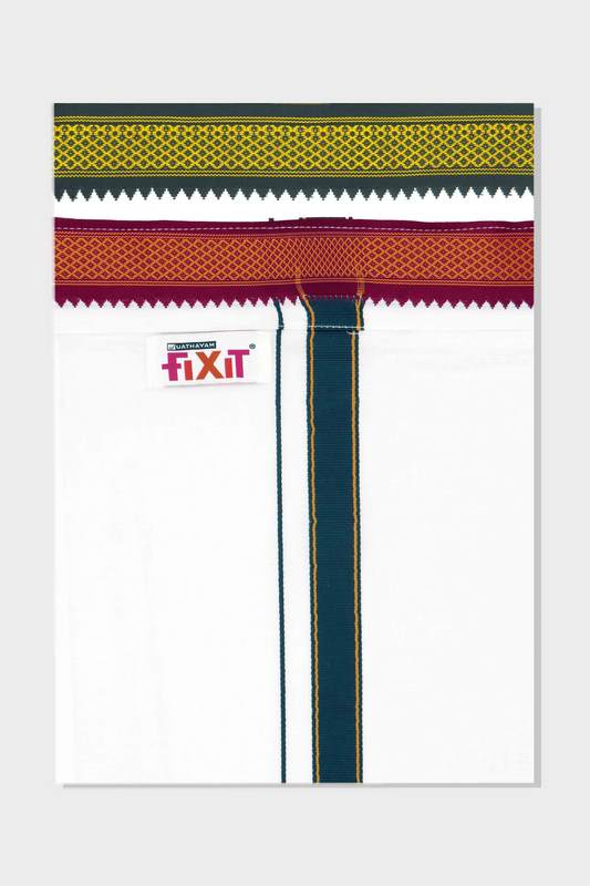 Fixit Pet - White Pocket Dhoti For Men | Uathayam