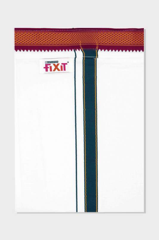 Fixit Pet - White Pocket Dhoti For Men | Uathayam