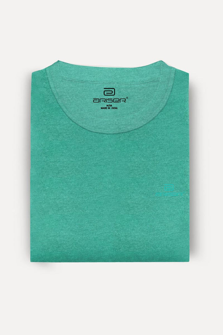 Round Neck - Light Green Solid T-Shirts For Men | Ariser