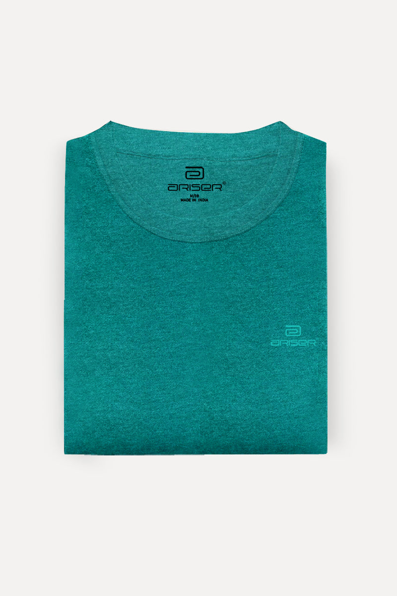Teal Green - Round Neck Solid Tshirts TS25004