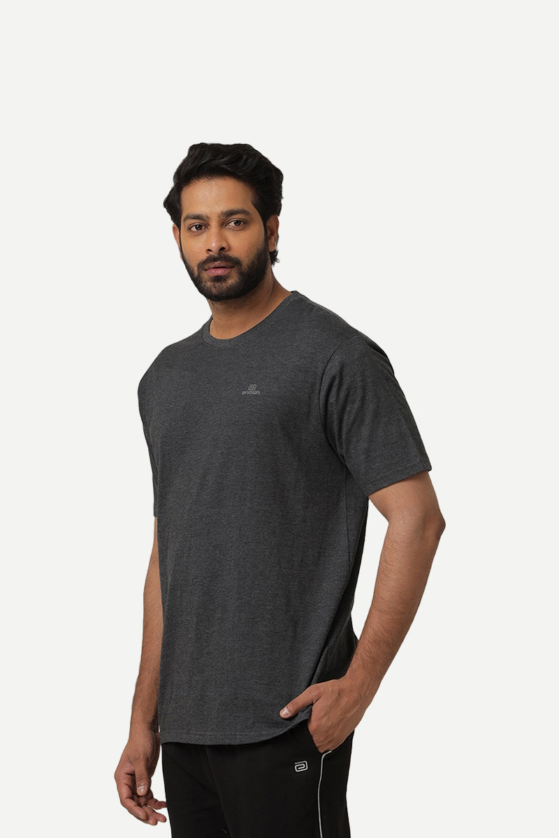 Round Neck - Charcoal Melange and White Solid T-Shirt Pack Of 2 Combo For Men | Ariser