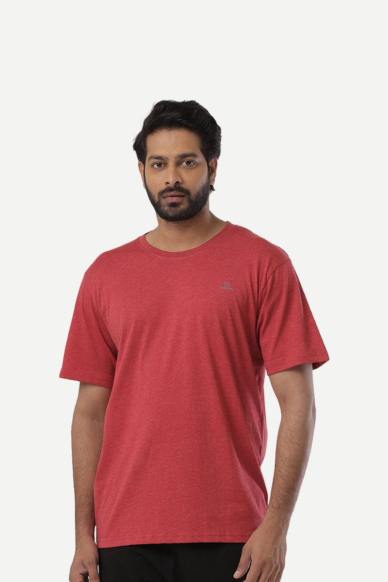 Round Neck - Charcoal Melange and Red Solid T-Shirt Pack Of 2 Combo For Men | Ariser