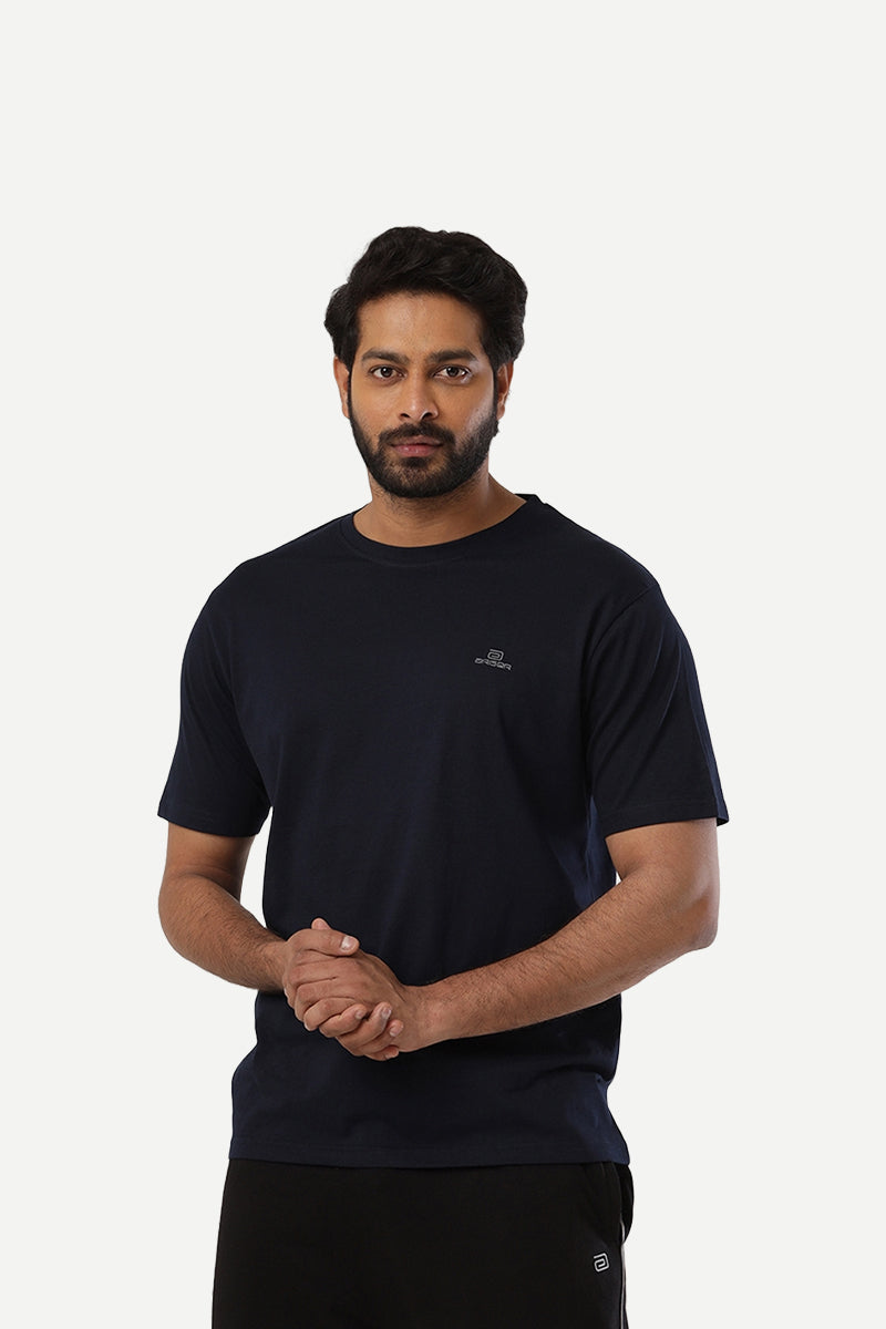 Round Neck - Blue and Navy Melange Solid T-Shirt Pack Of 2 Combo For Men | Ariser
