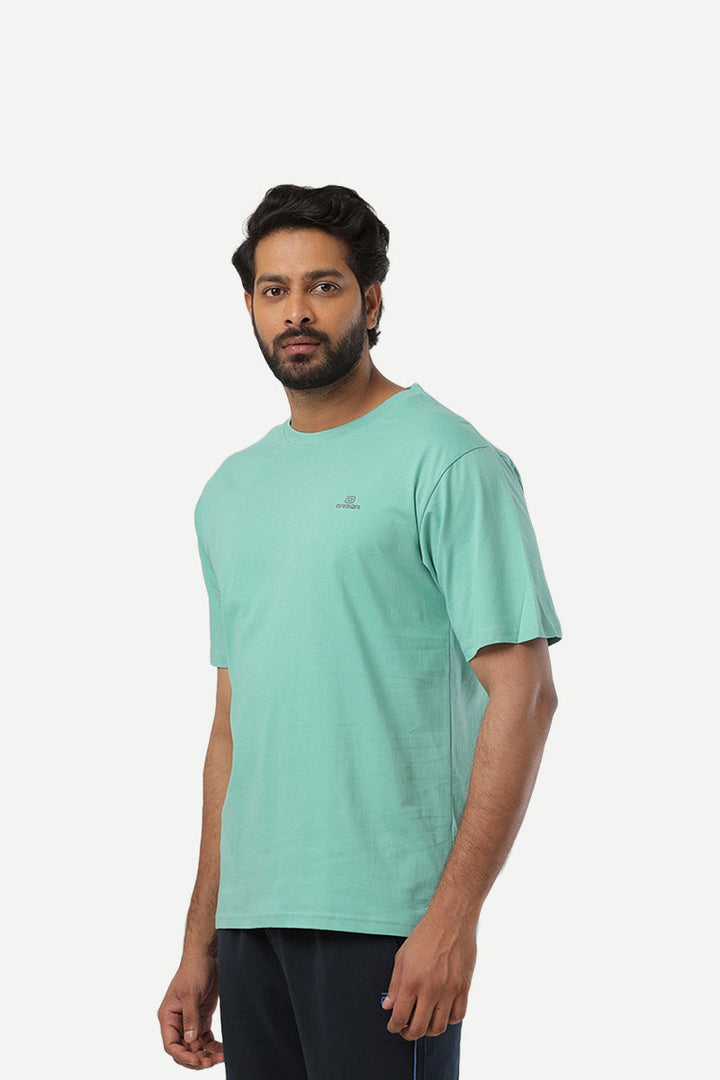 Round Neck - Light Green Solid T-Shirts For Men | Ariser