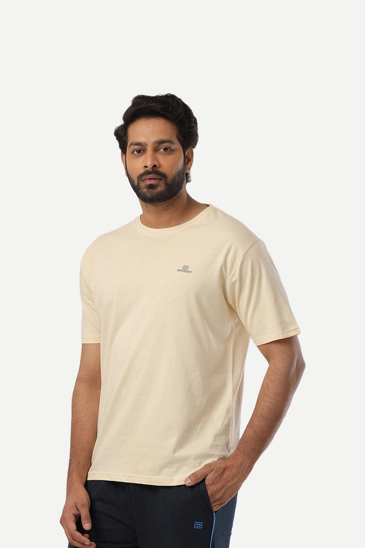 Round Neck - Coral Peach and White Solid T-Shirt Pack Of 2 Combo For Men | Ariser