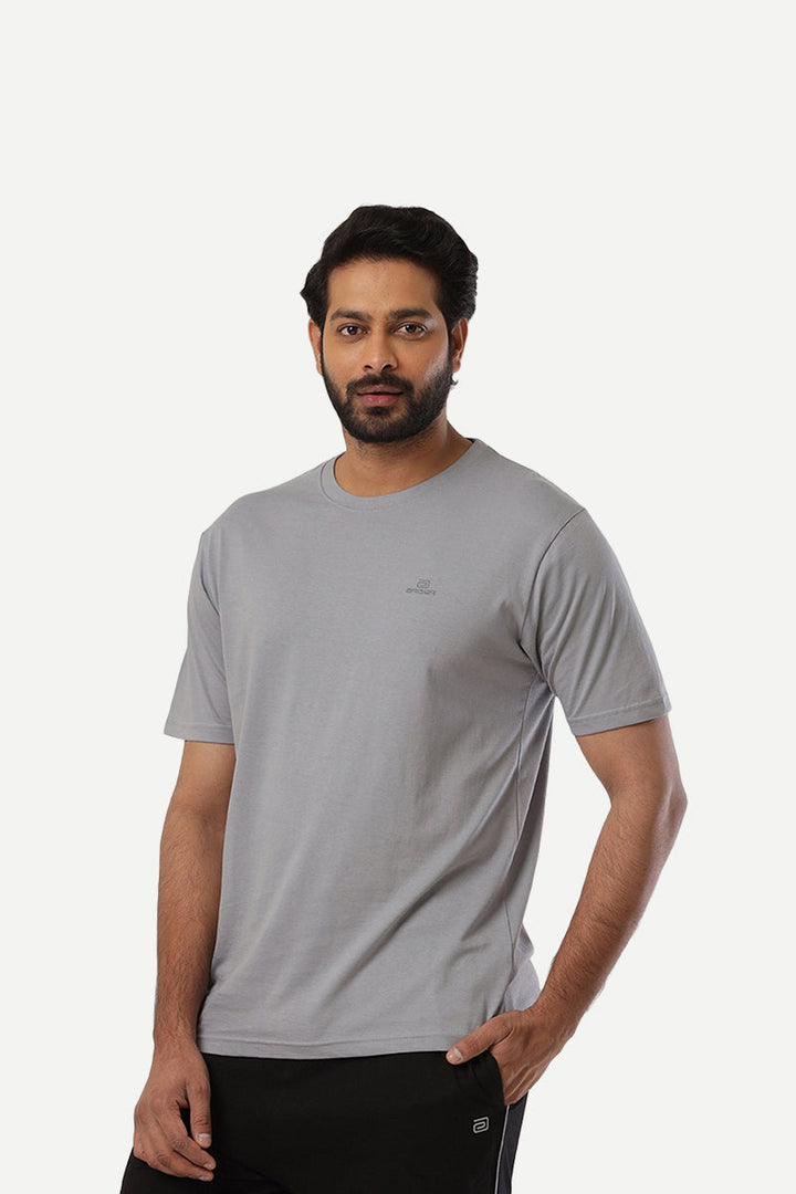 Round Neck - Iron Gray Solid T-Shirt For Men | Ariser