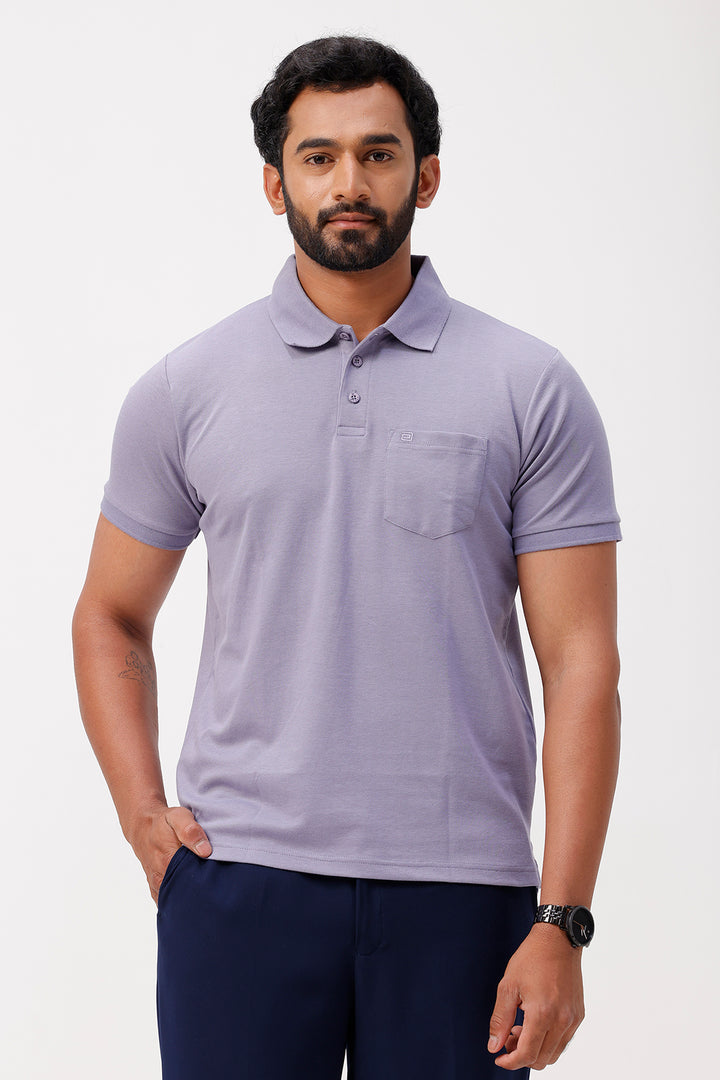 light lavender polo shirt
