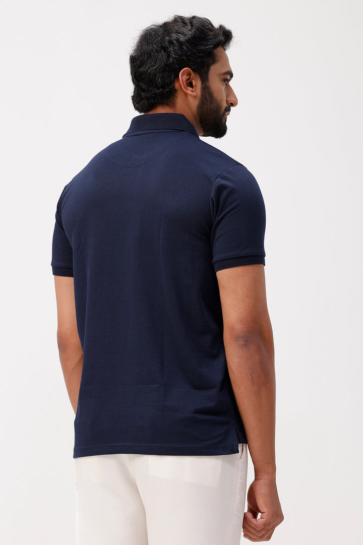 Navy blue tennis polo t-shirt for men