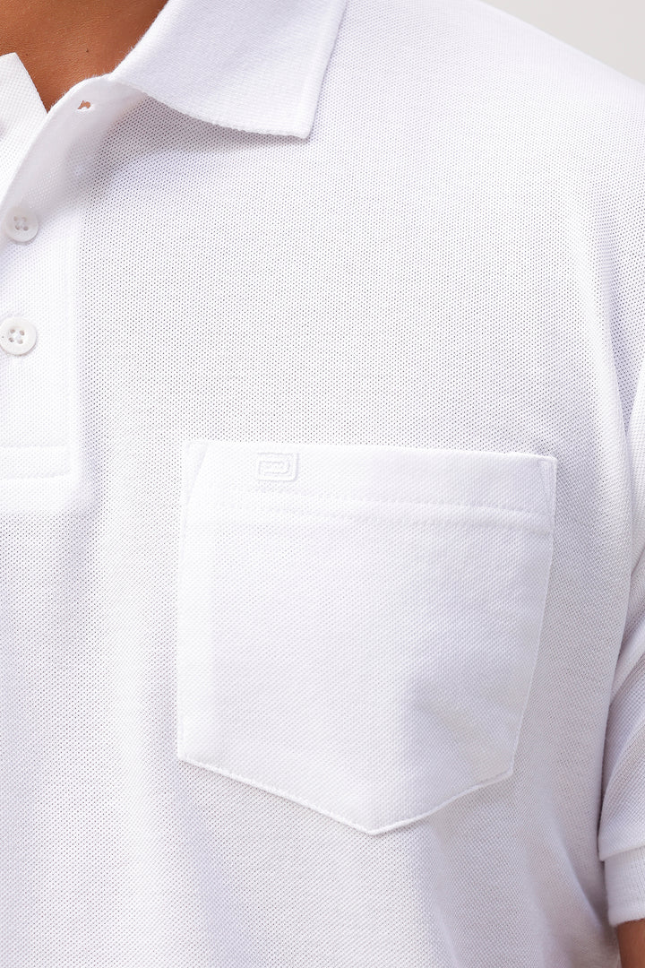 Men’s pure white polo t-shirt