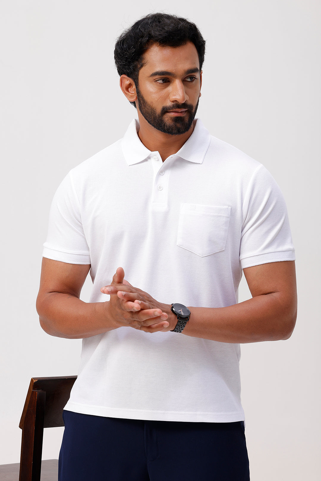 Short sleeve white tennis polo t-shirt