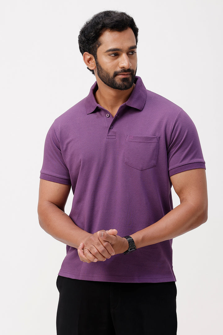 Plum color tennis polo t-shirt for men