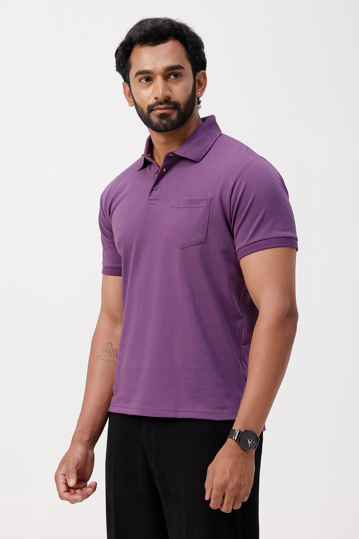 Vintage plum tennis polo t-shirt for men