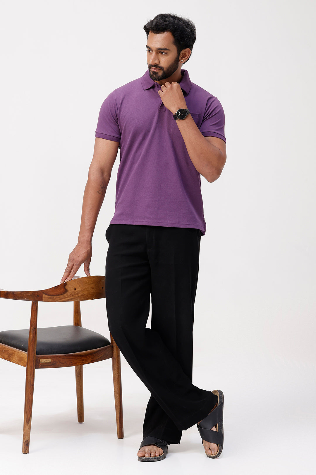 vintage plum tennis polo t-shirt for men