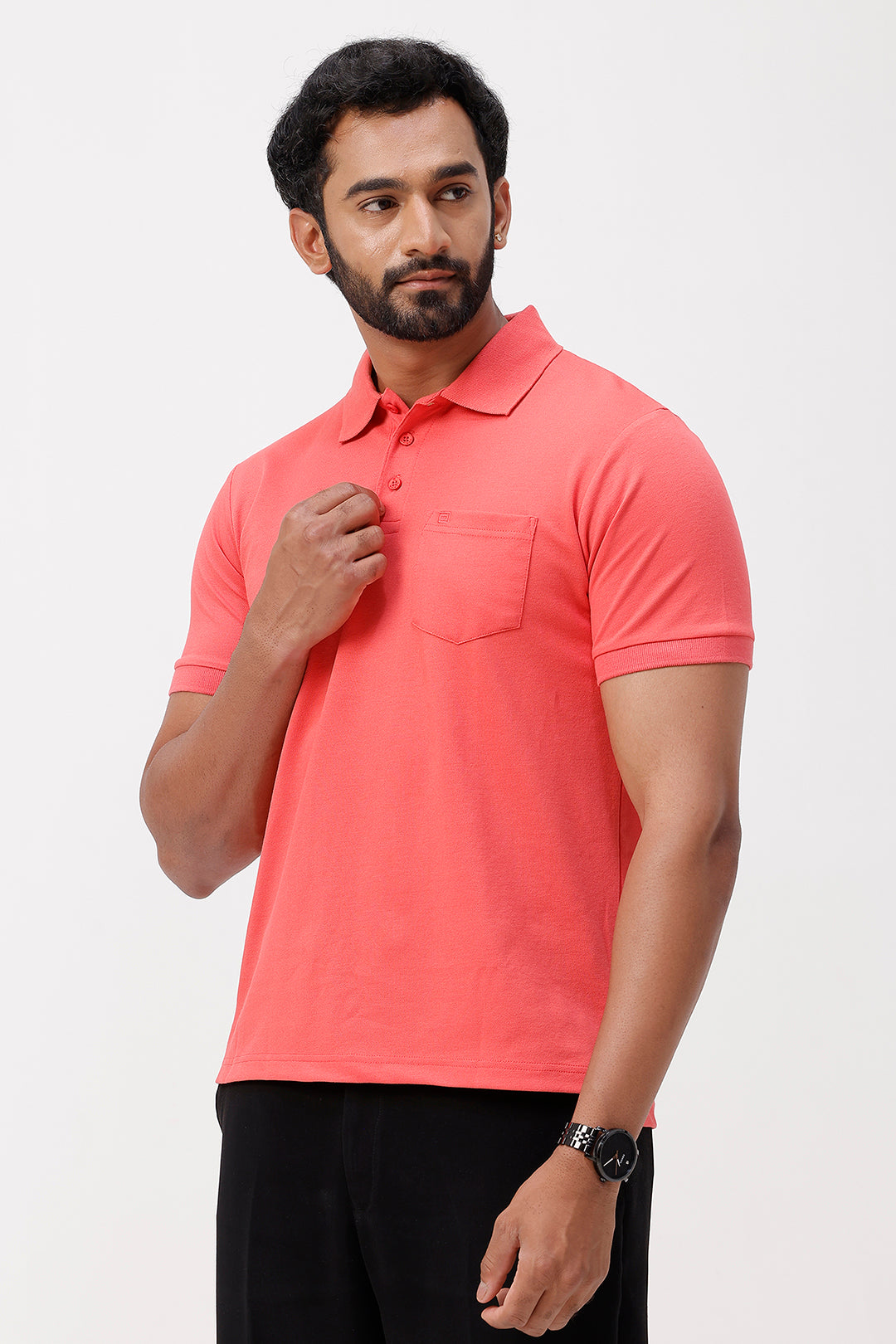 Peach color tennis polo t-shirt for men