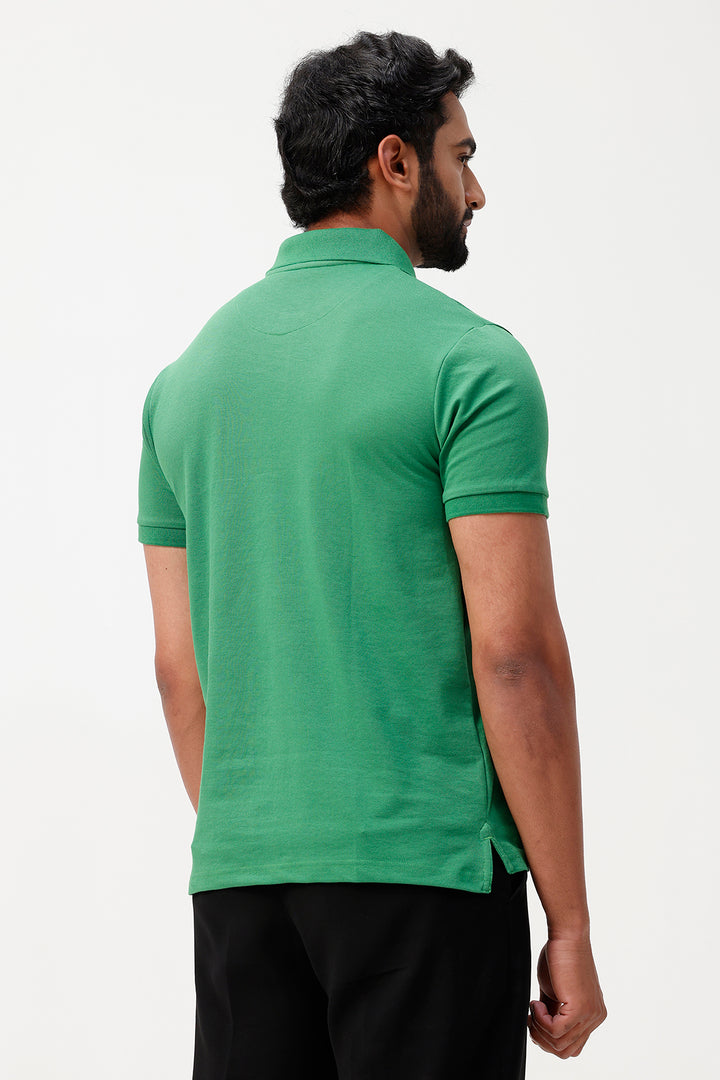 men cotton rich polo shirt green,