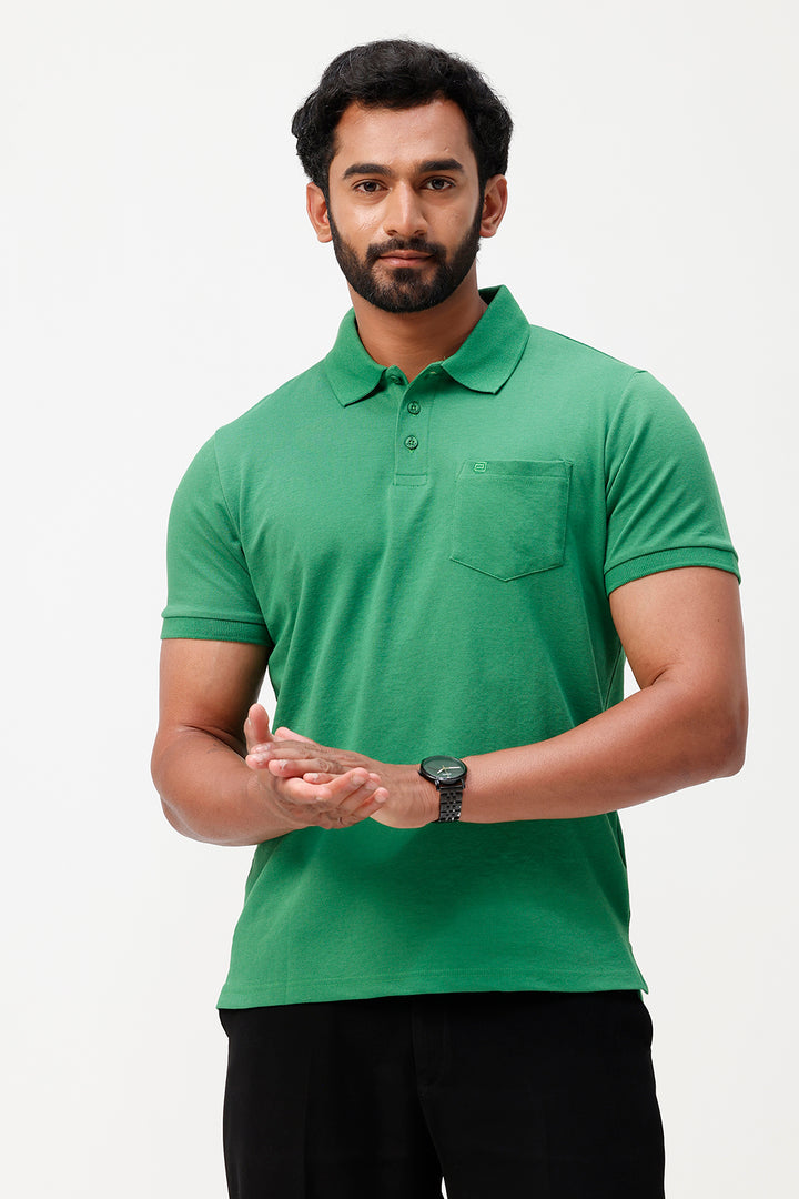 emerald green polo t-shirt for men