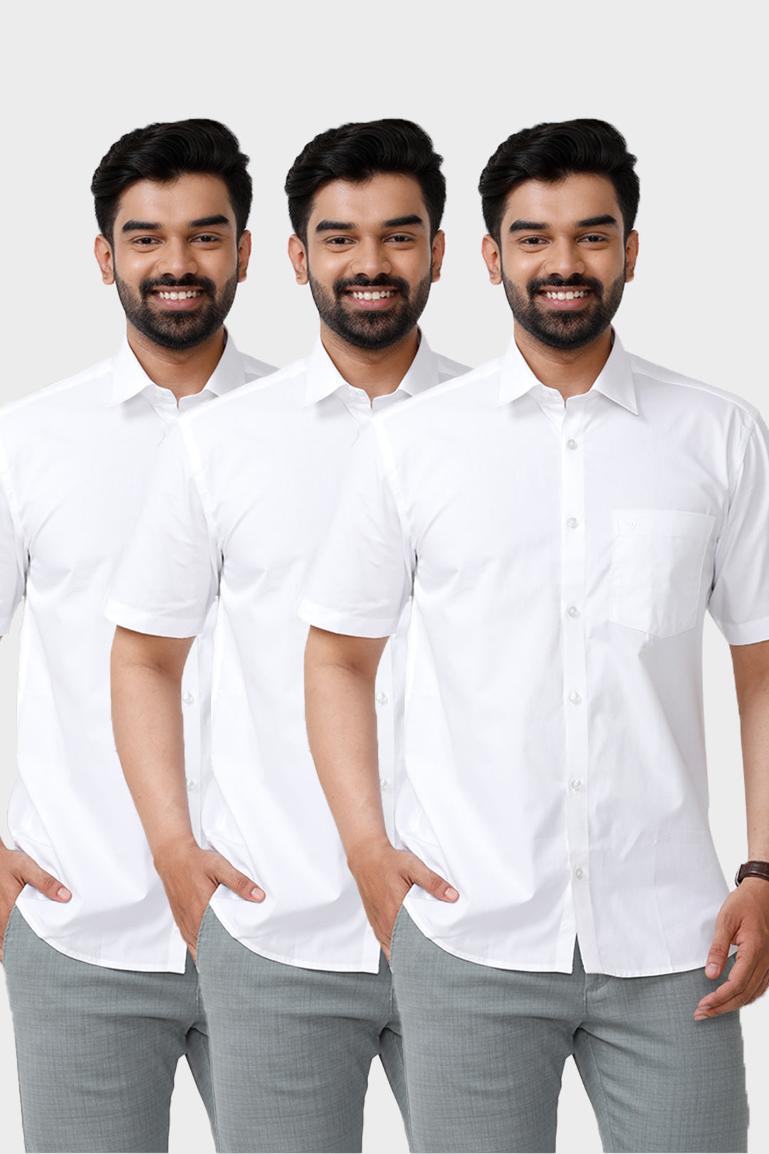 Triple Delight White Shirts - 3 Pcs Combo Pack
